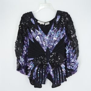 VINTAGE GREG ADAMS SEQUINED SILK TOP